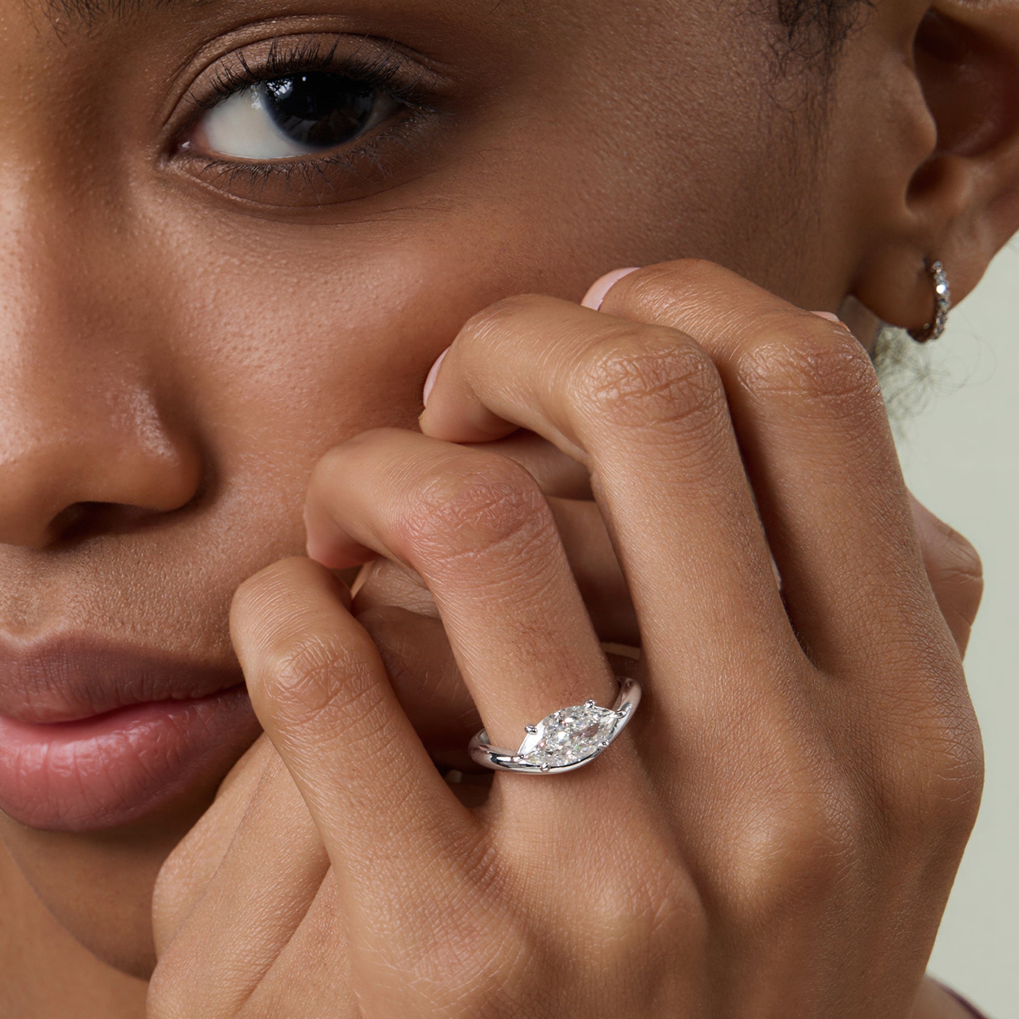 2CT East West Solitaire Marquise Cut Engagement Ring
