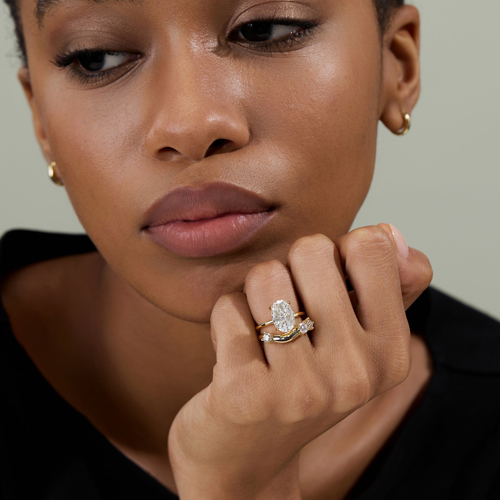Unique Curved Wedding Bands with Round CZ Stones