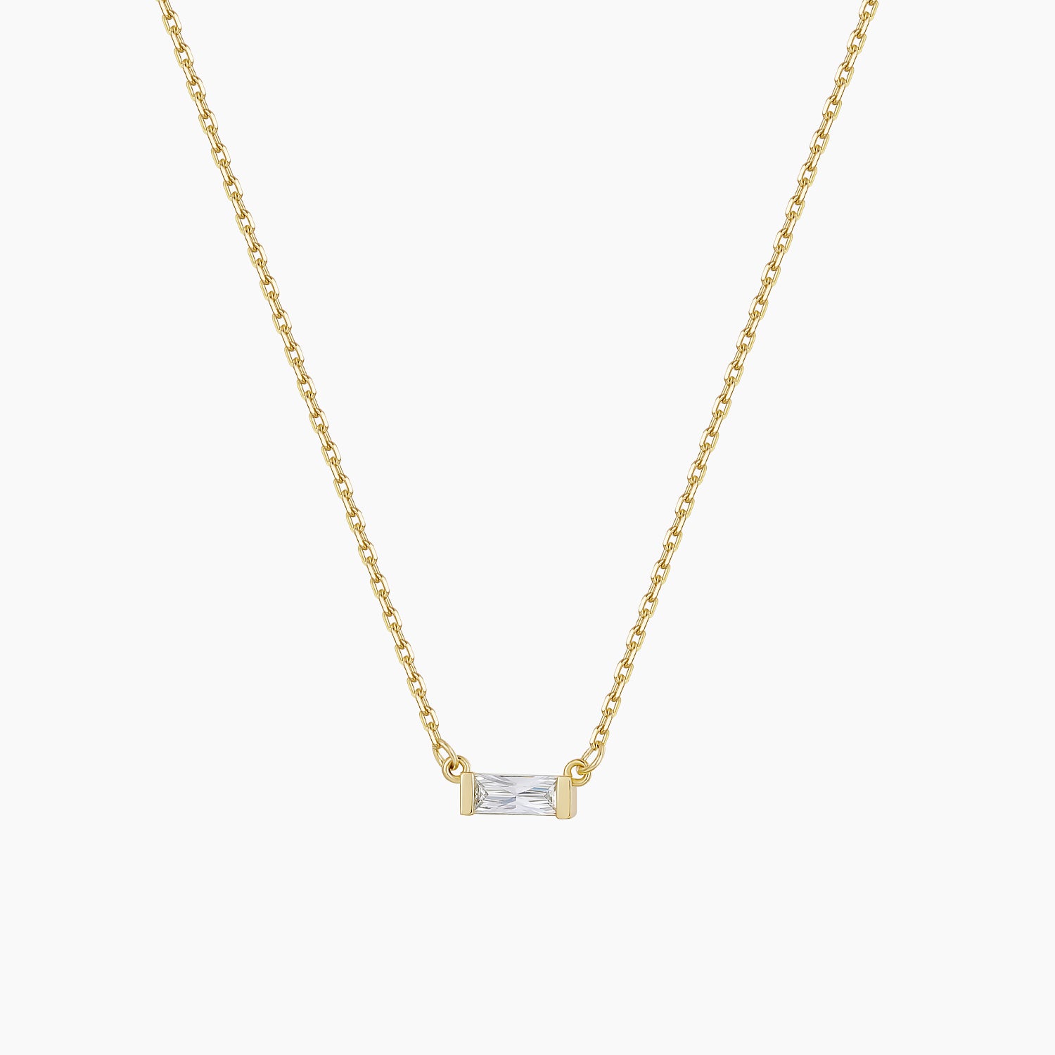 Personalized Baguette Birthstone Dainty Necklace
