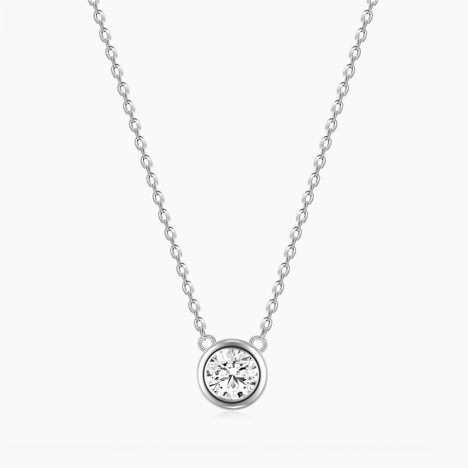 925 Sterling Silver Dainty Solitaire Necklace