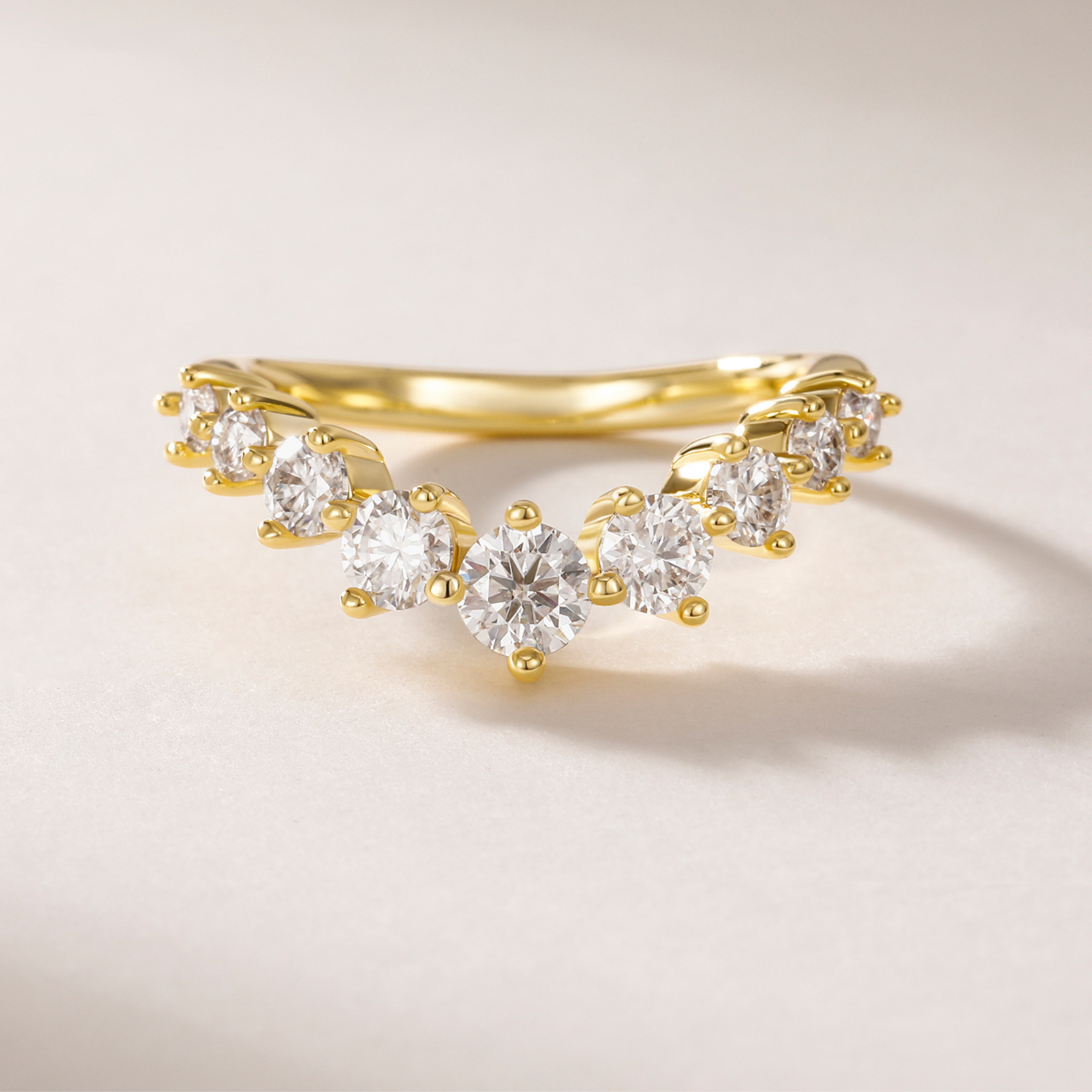 Curved Half Eternity Band Ring