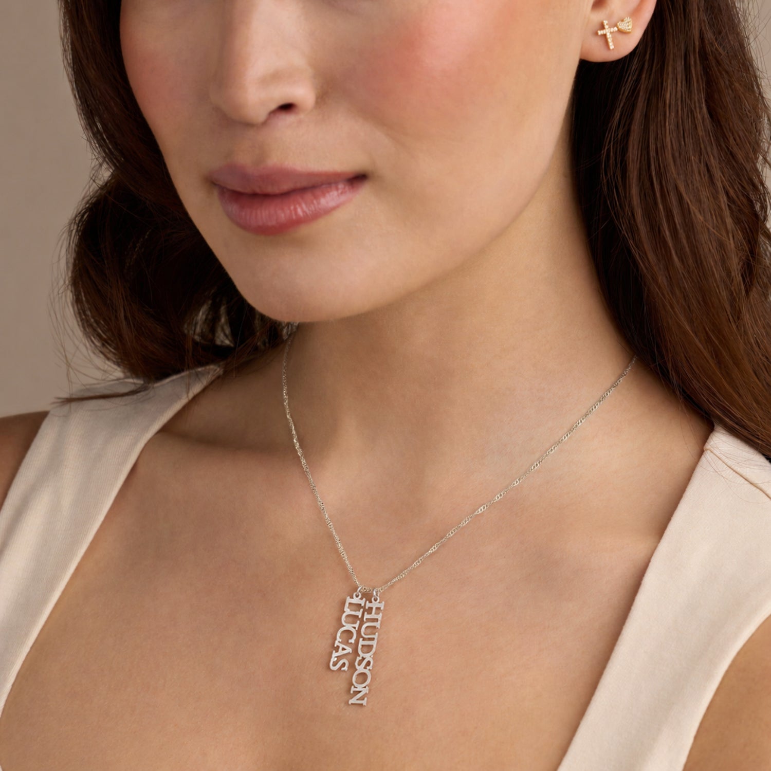 Custom Name Pendant Necklace with Singapore Chain