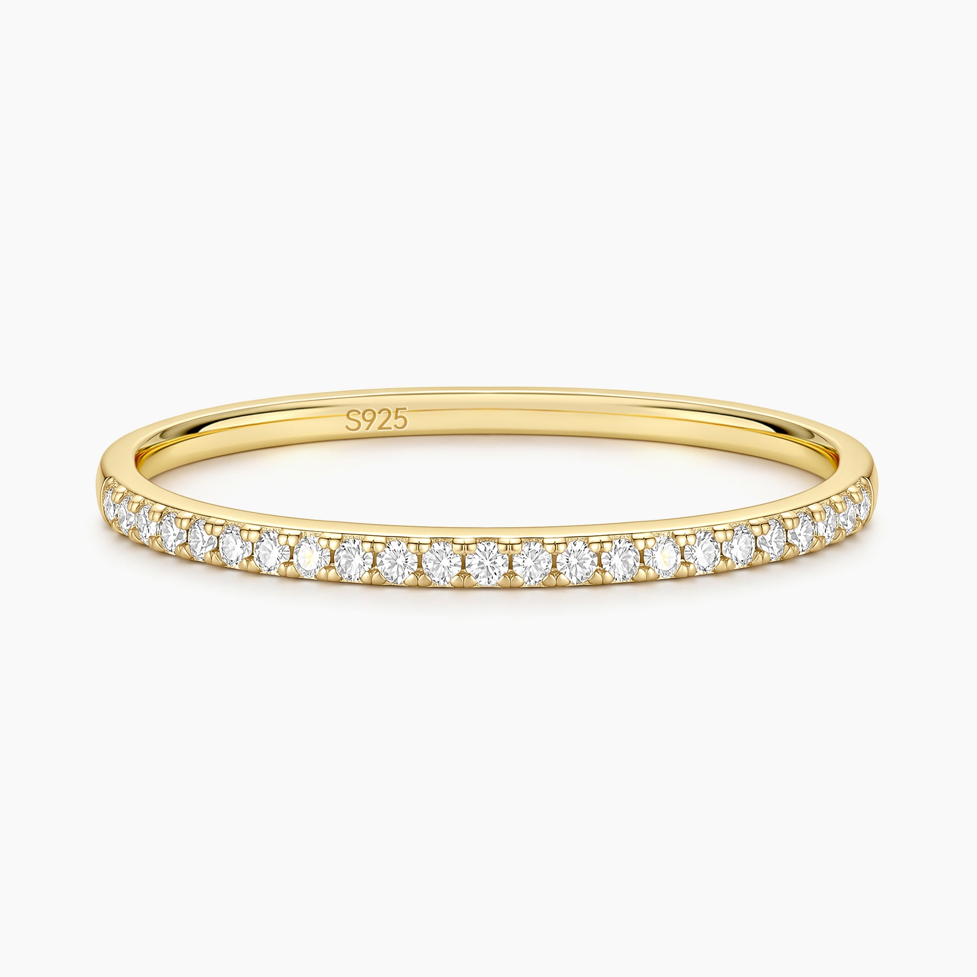Small Wedding Ring with Moissanite Half Eternity Design
