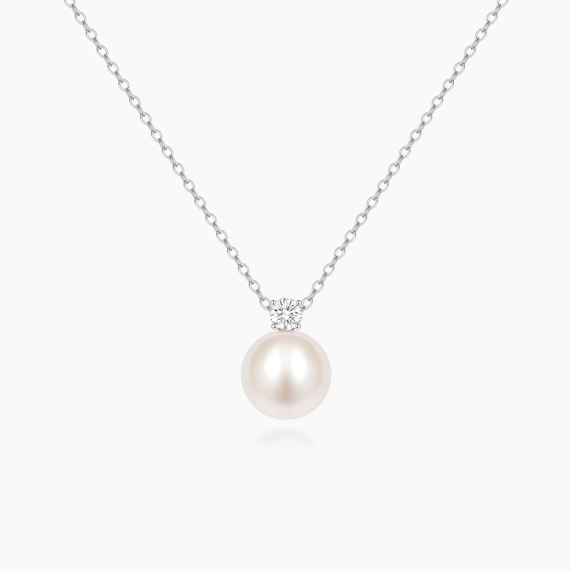 925 Sterling Silver Freshwater Pearl Cubic Zirconia Pendant Necklace