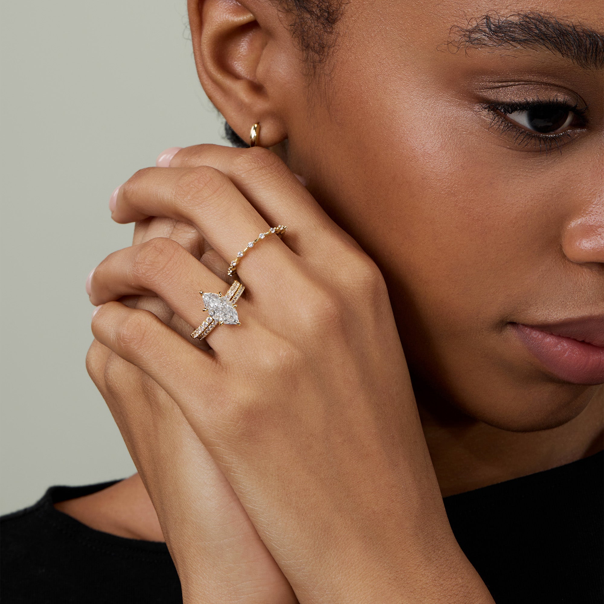 3CT Low Profile Marquise Engagement Ring with Brilliant CZ