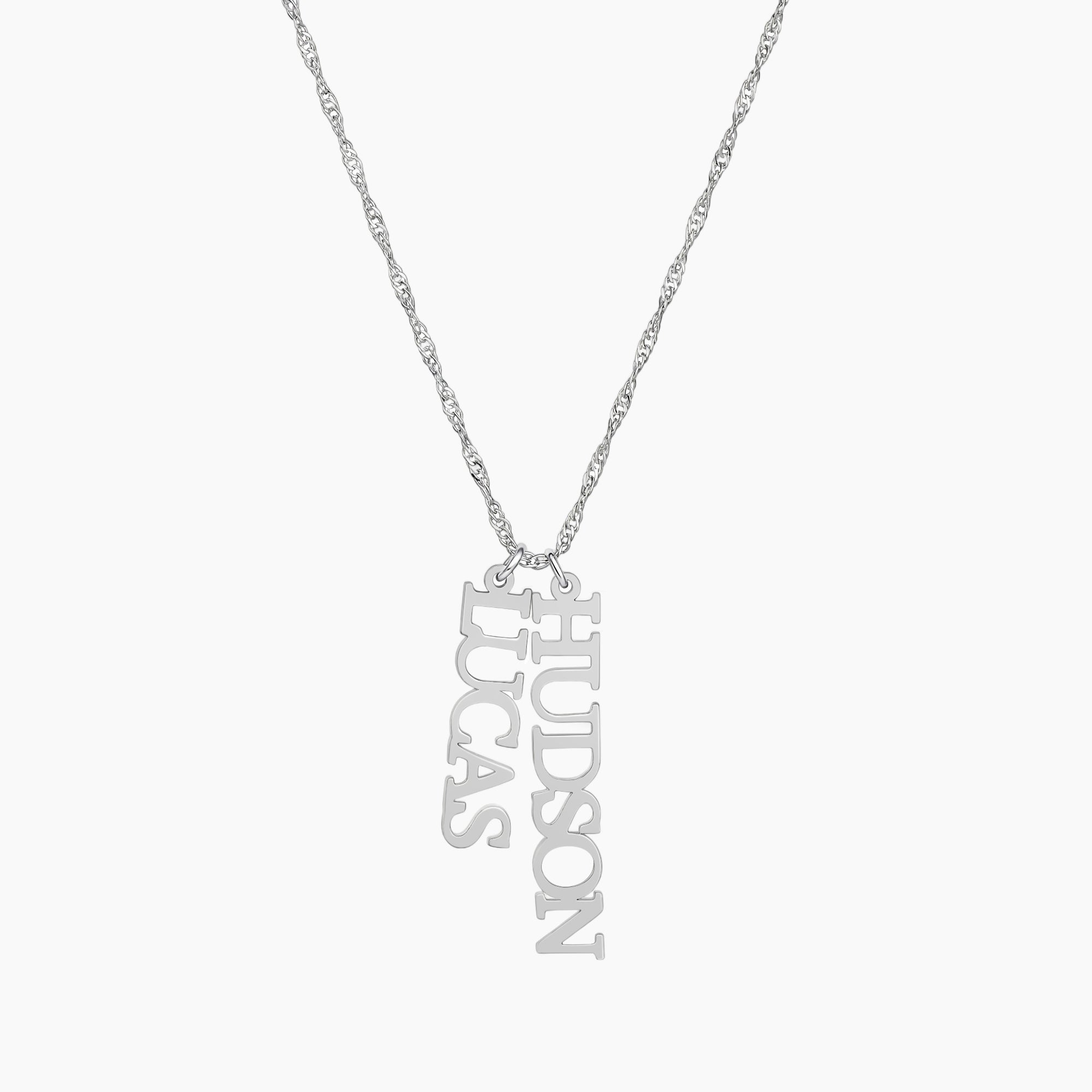 Custom Name Pendant Necklace with Singapore Chain