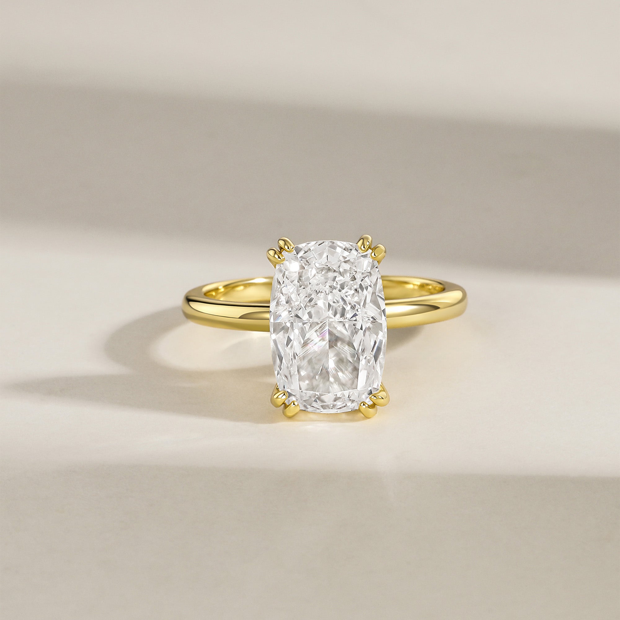 Hidden Halo Elongated Cushion Cut Engagement Ring