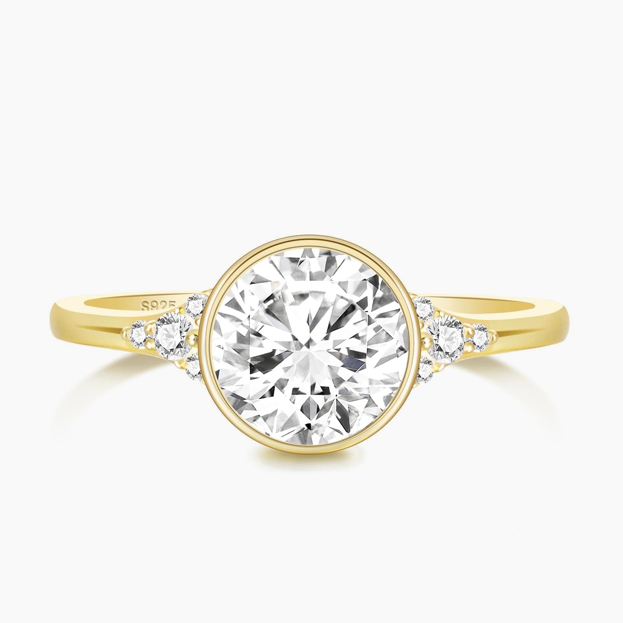 2CT Round Cut Bezel Engagement Ring