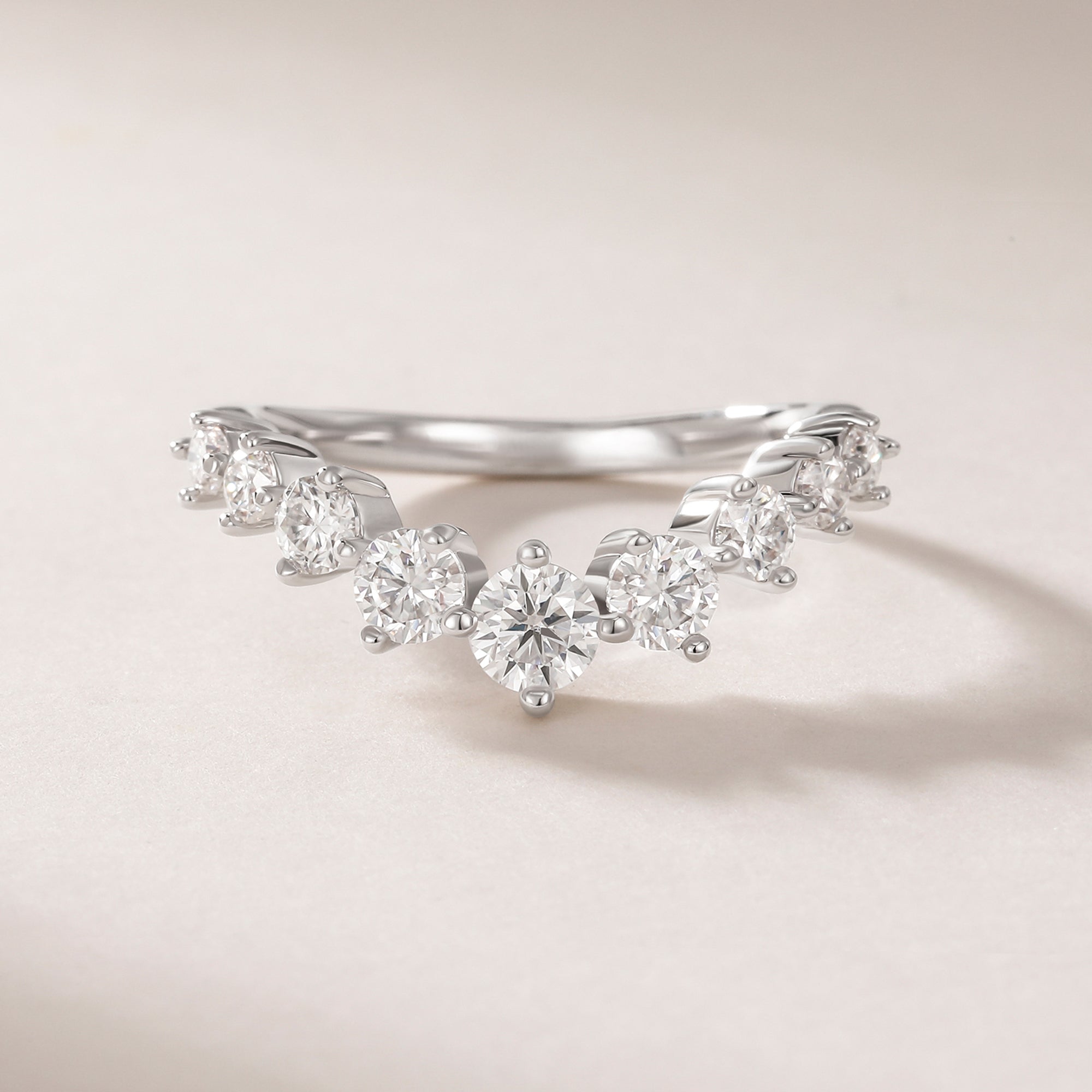 Curved Half Eternity Band Ring