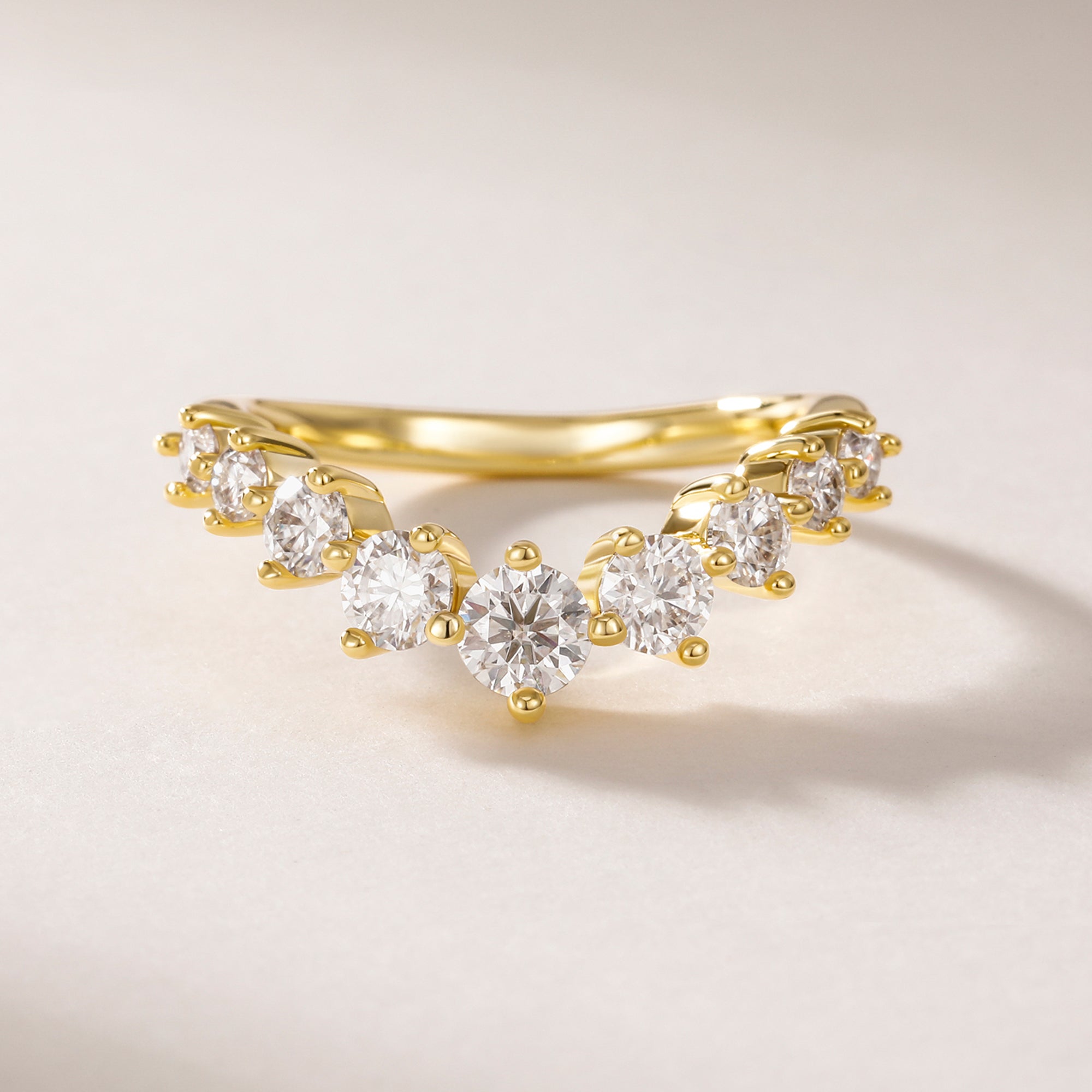 Curved Half Eternity Band Ring