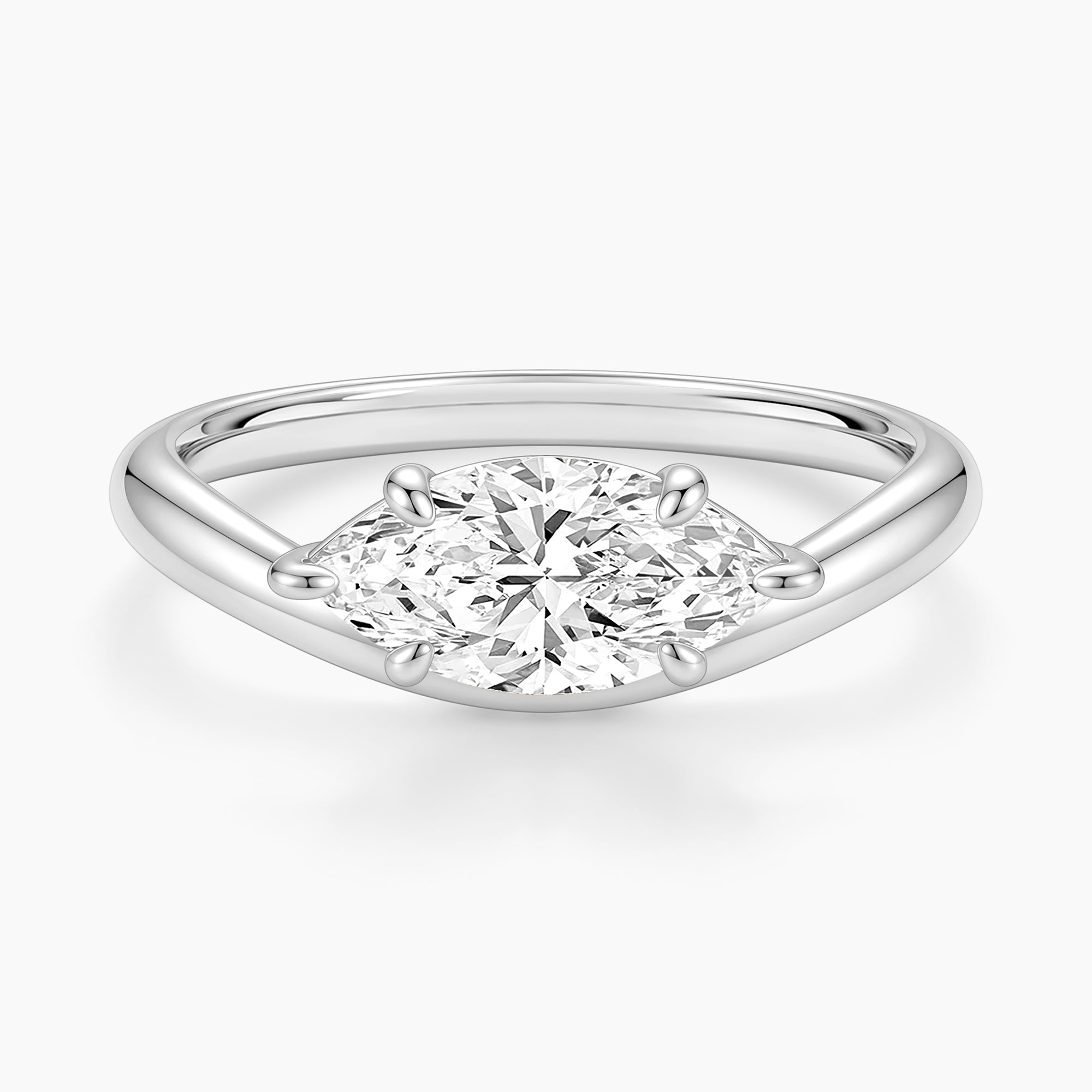 2CT East West Solitaire Marquise Cut Engagement Ring