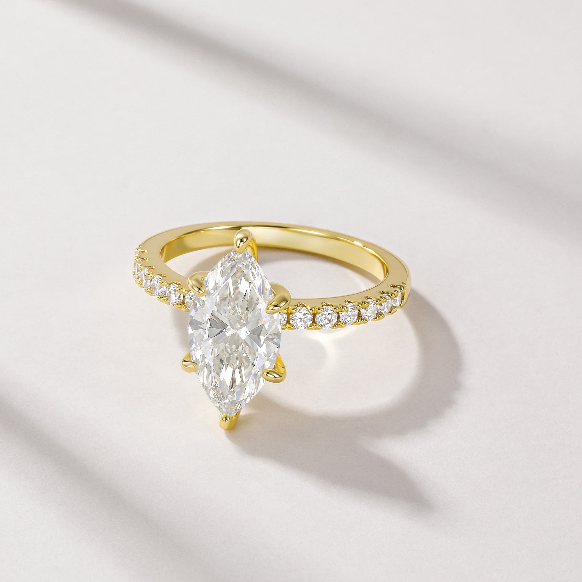 3CT Low Profile Marquise Engagement Ring with Brilliant CZ