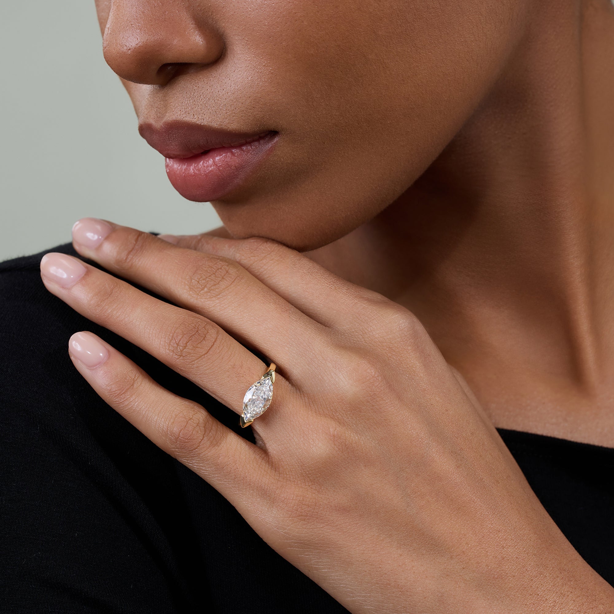 2.5CT East West Marquise Engagement Ring with Western Style