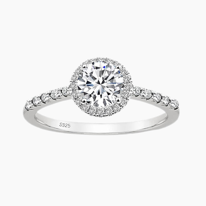 1.2CT Round Halo Gemstone Ring in Sterling Silver