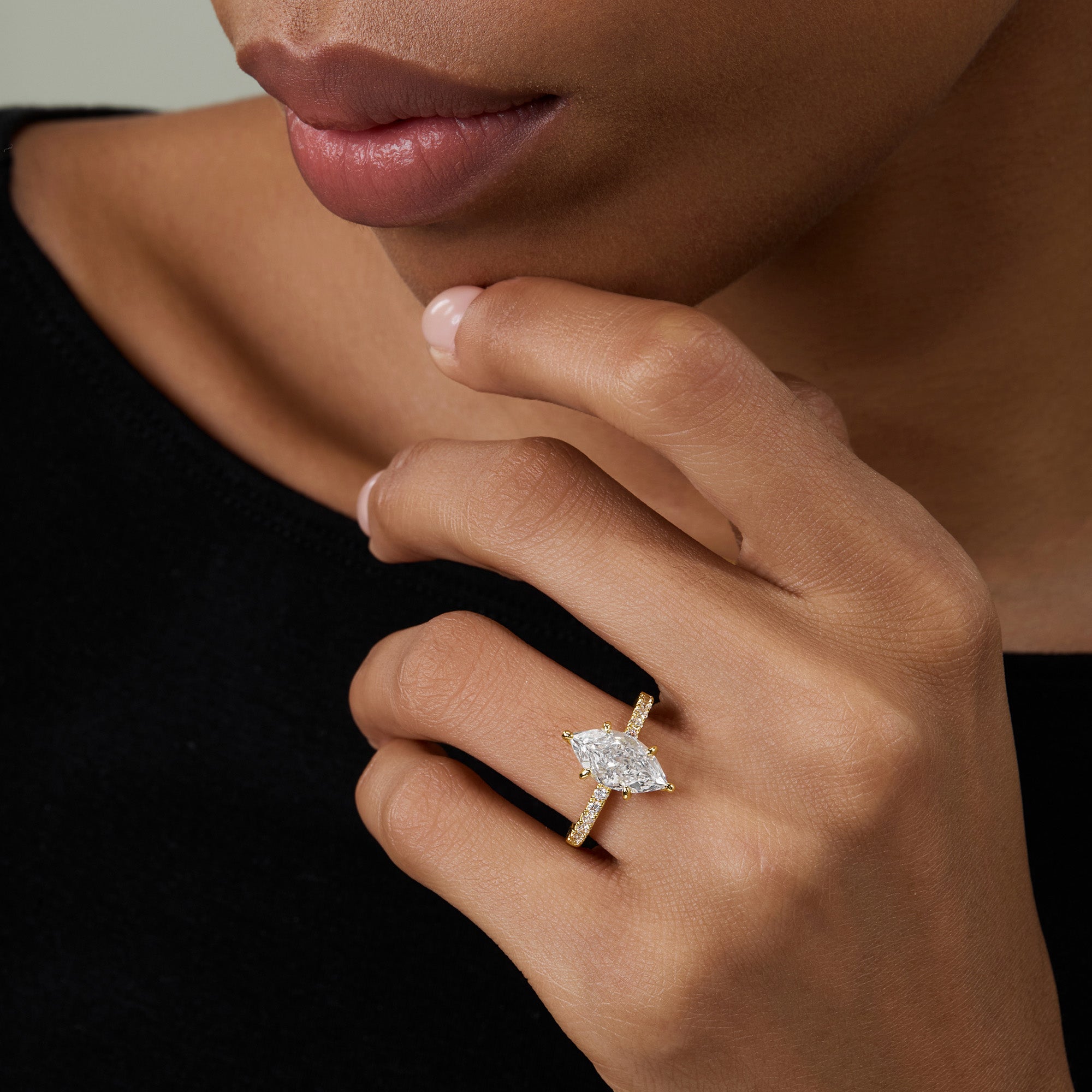 3CT Low Profile Marquise Engagement Ring with Brilliant CZ