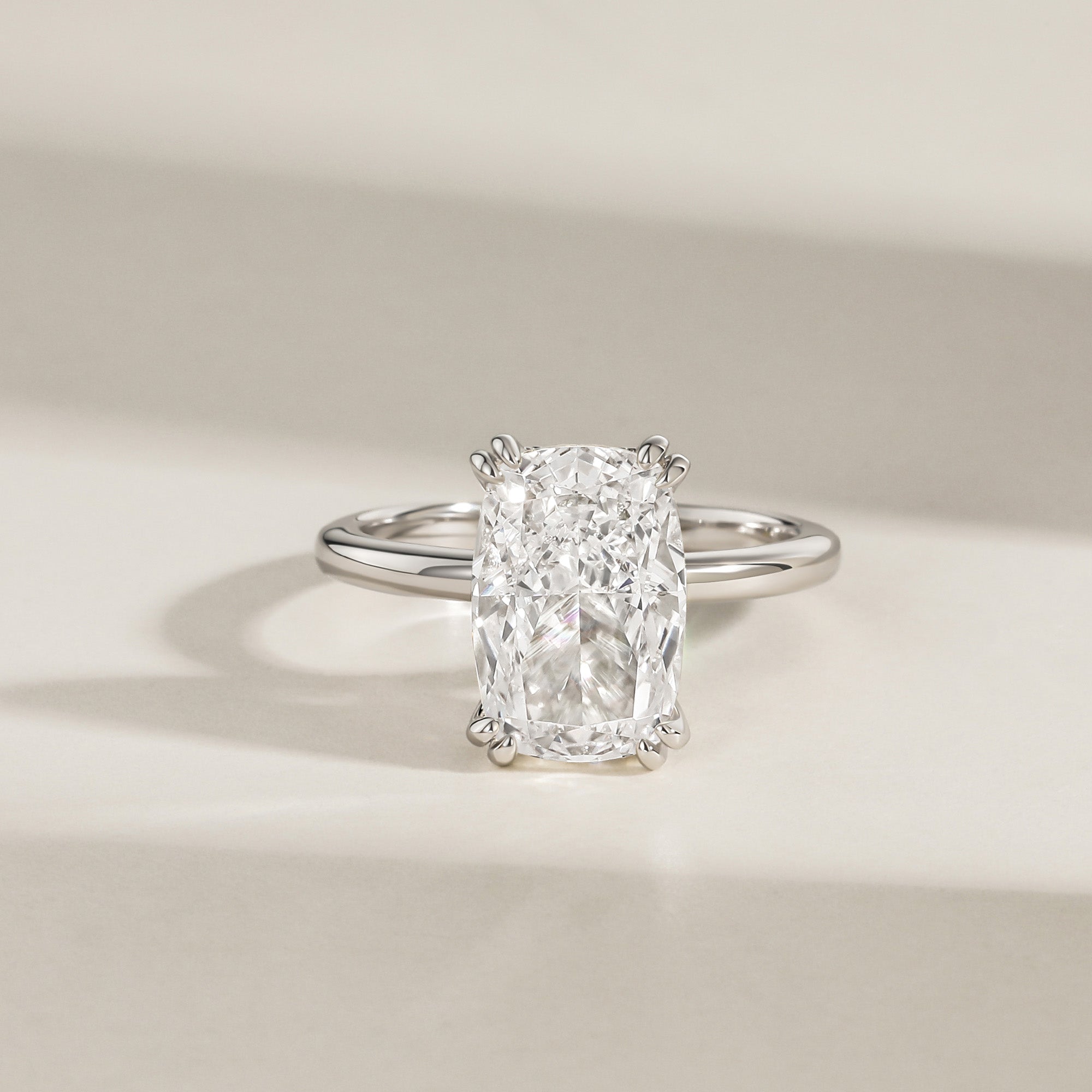 Hidden Halo Elongated Cushion Cut Engagement Ring