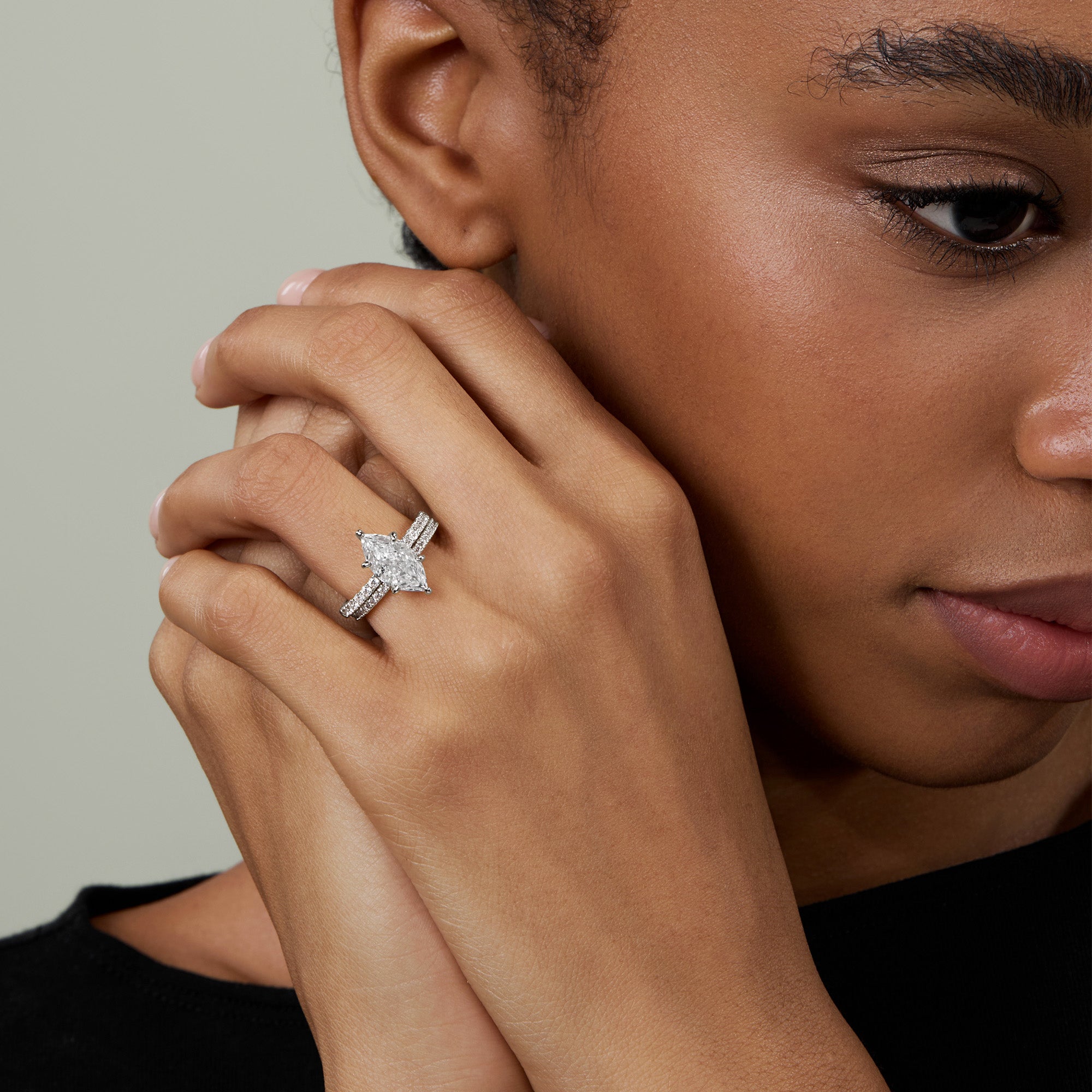 3CT Low Profile Marquise Engagement Ring with Brilliant CZ