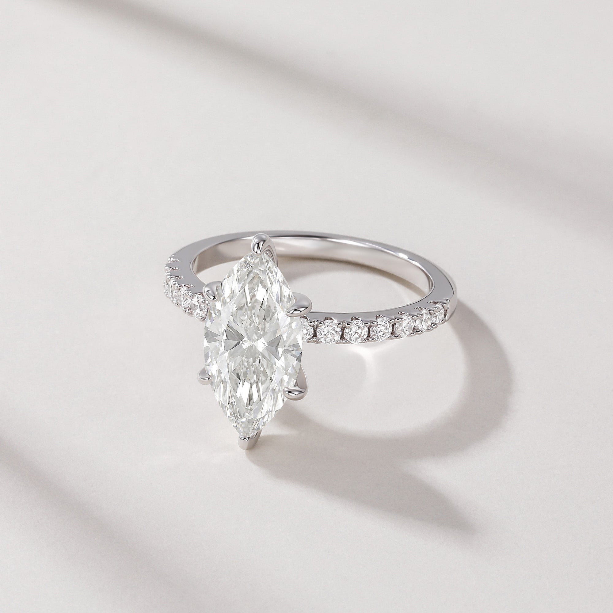 3CT Low Profile Marquise Engagement Ring with Brilliant CZ