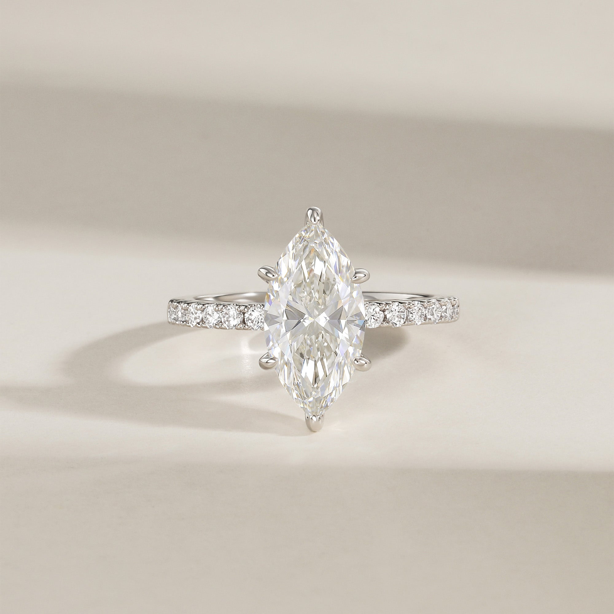 3CT Low Profile Marquise Engagement Ring with Brilliant CZ