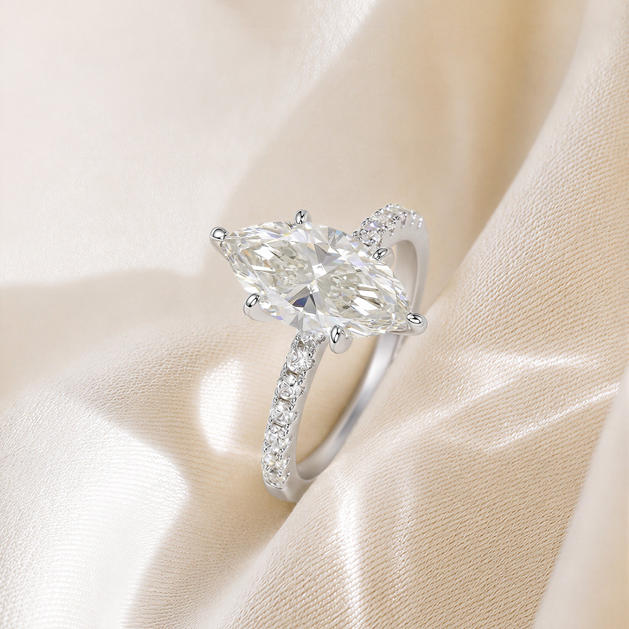 3CT Low Profile Marquise Engagement Ring with Brilliant CZ