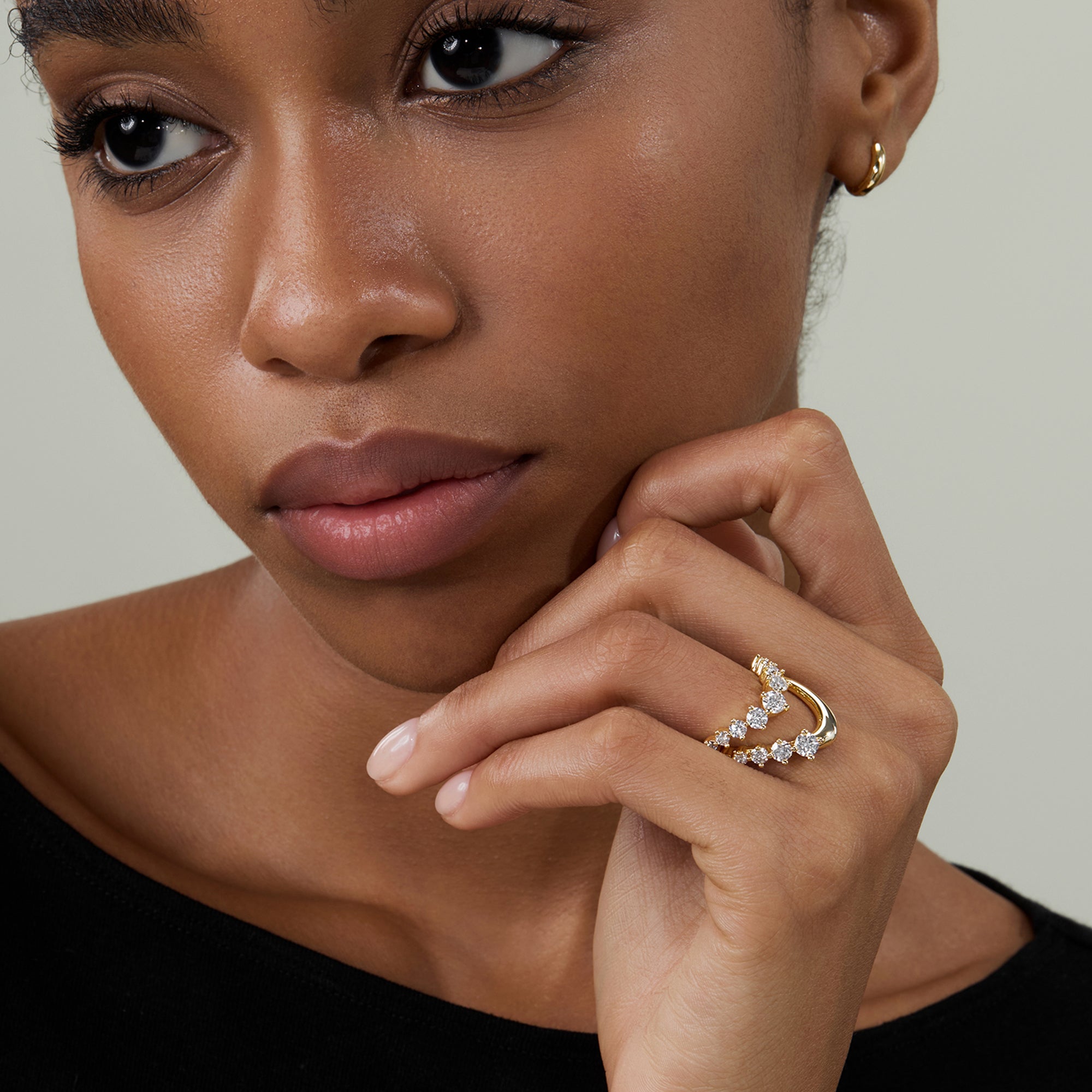 Curved Half Eternity Band Ring