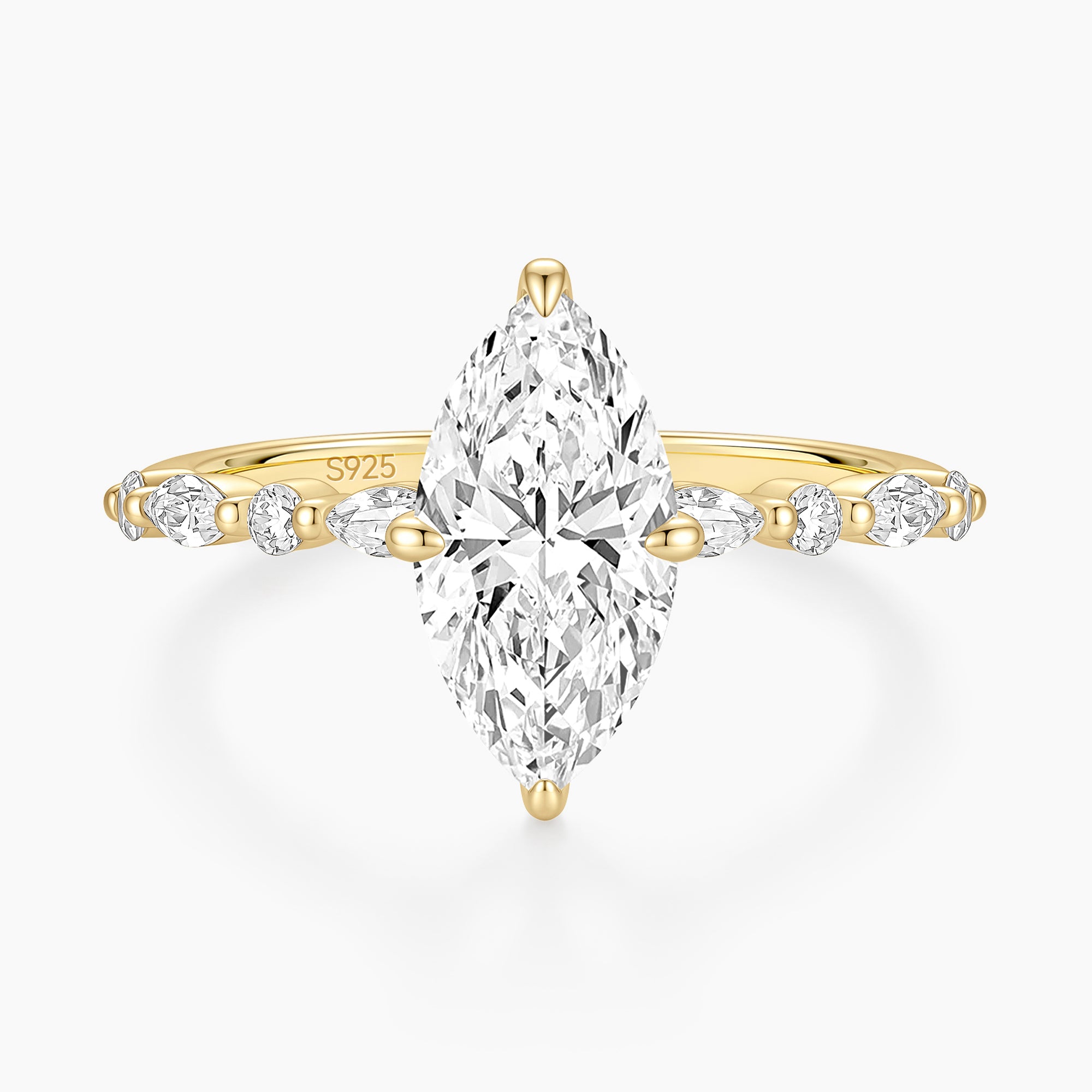 3 Carat Marquise Moissanite Engagement Ring with Hidden Halo