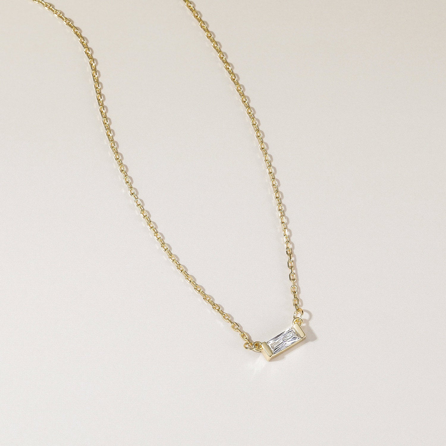 Personalized Baguette Birthstone Dainty Necklace