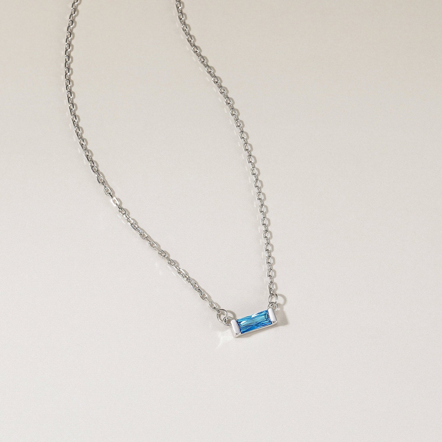 Personalized Baguette Birthstone Dainty Necklace