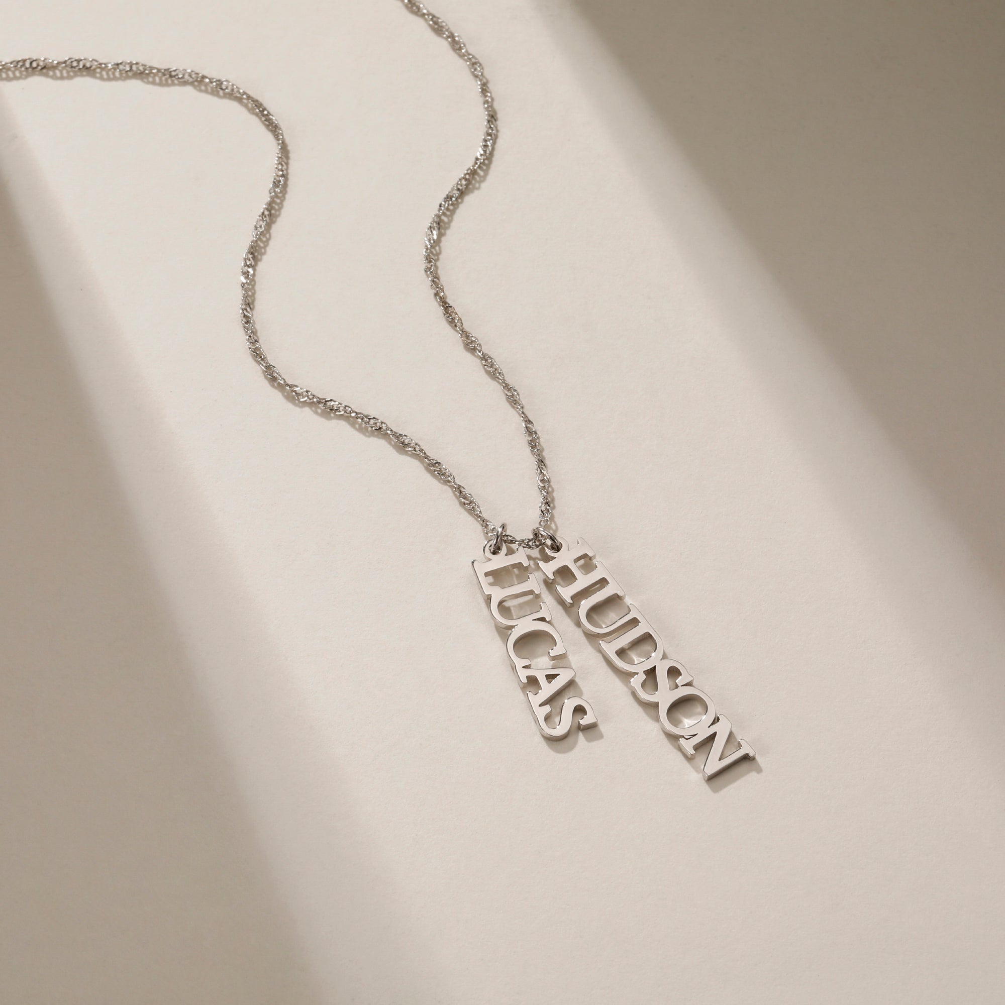 Custom Name Pendant Necklace with Singapore Chain