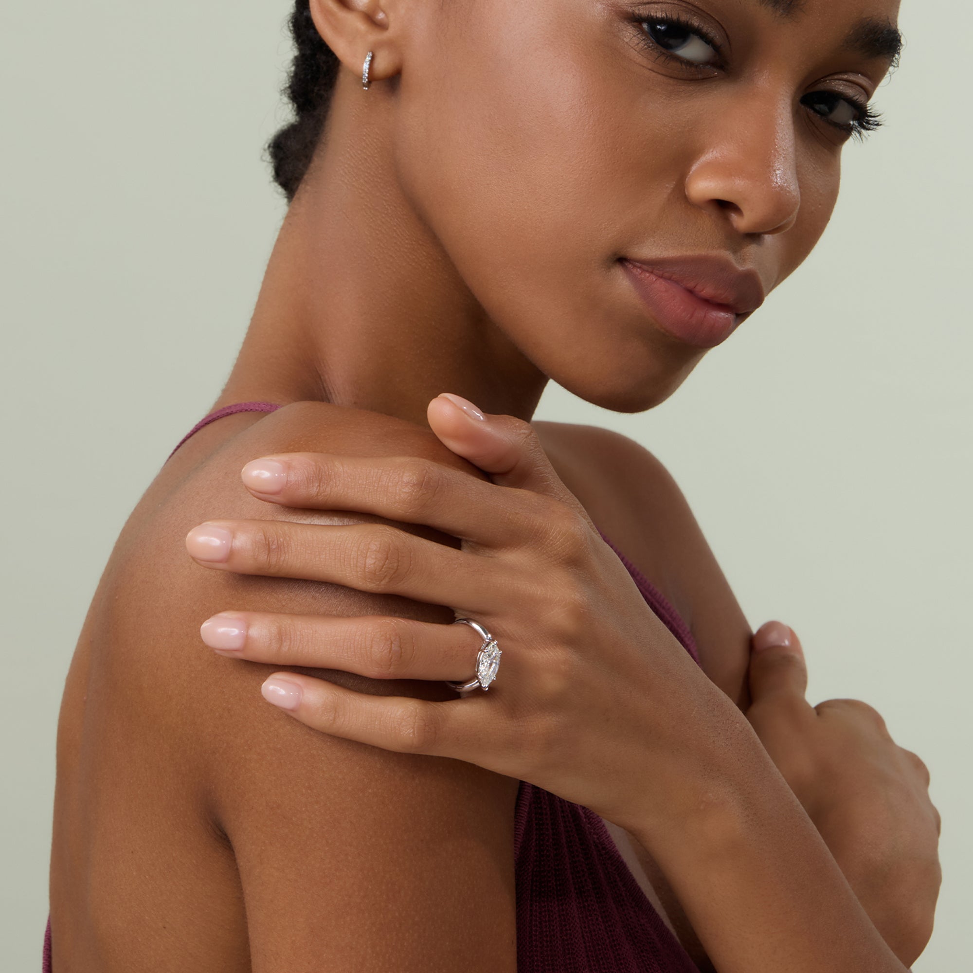 2CT East West Solitaire Marquise Cut Engagement Ring