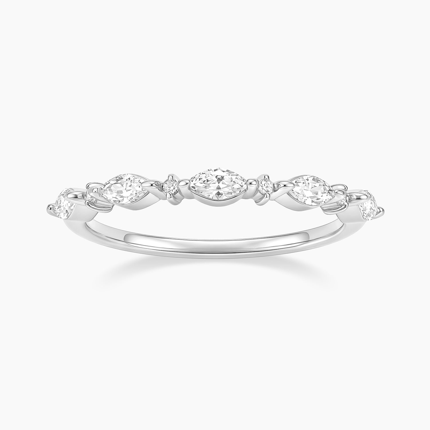 Marquise And Round Half Eternity Wedding Band
