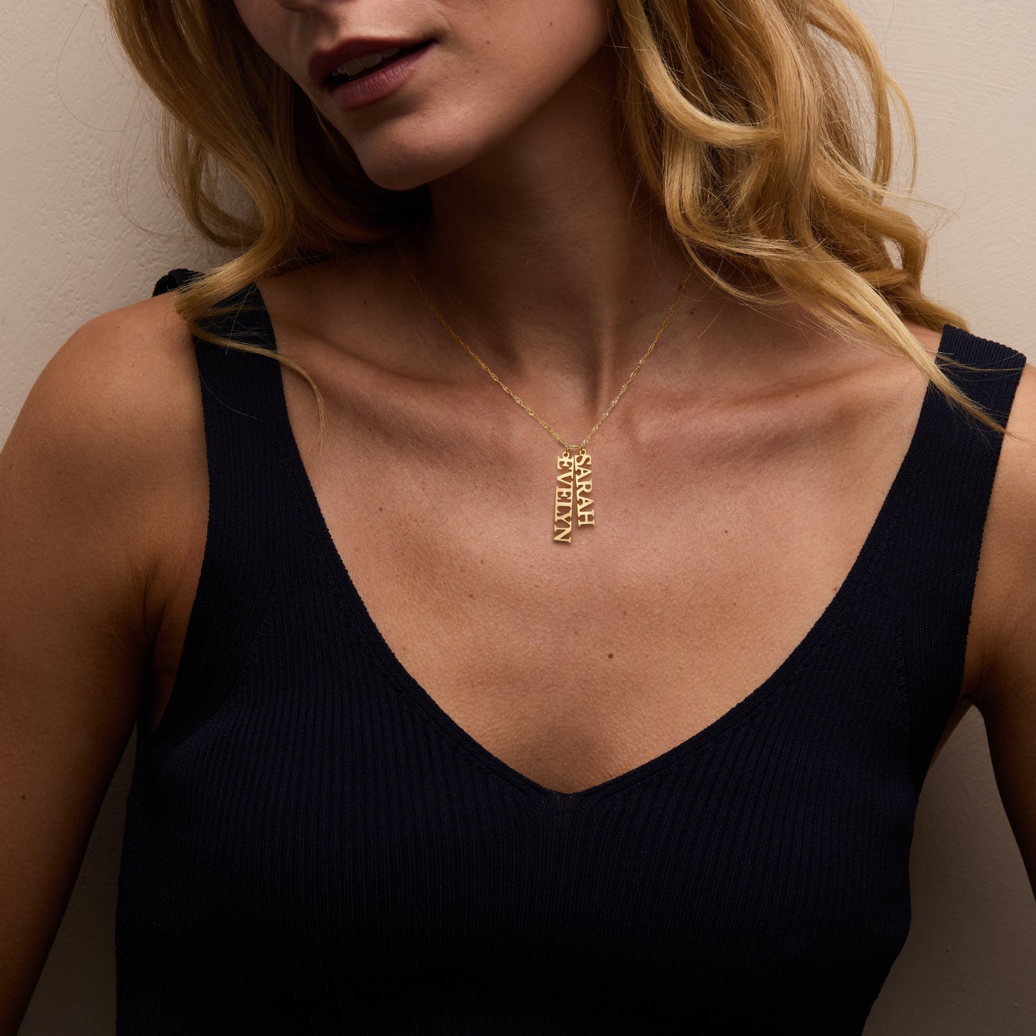 Custom Name Pendant Necklace with Singapore Chain
