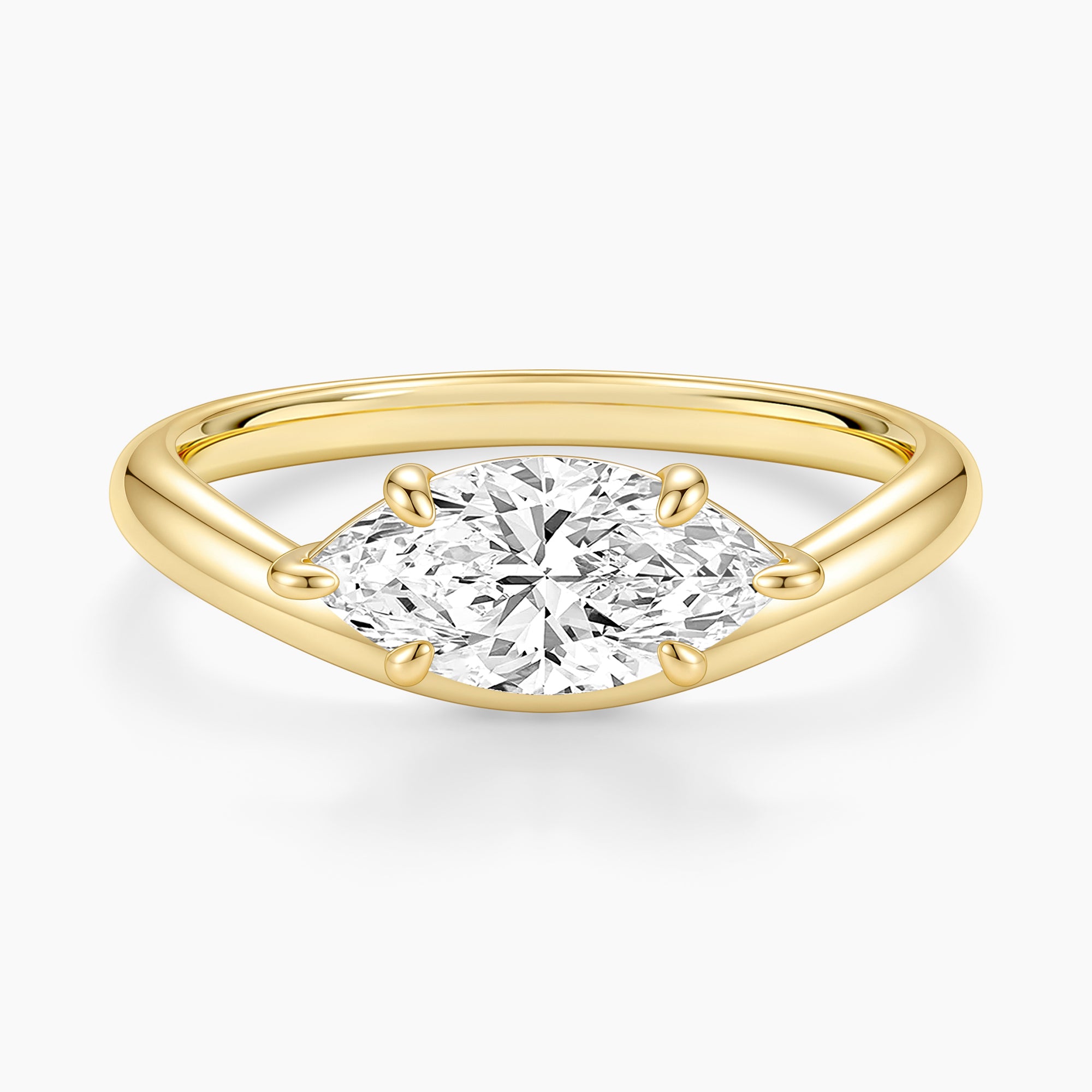 2CT East West Solitaire Marquise Cut Engagement Ring