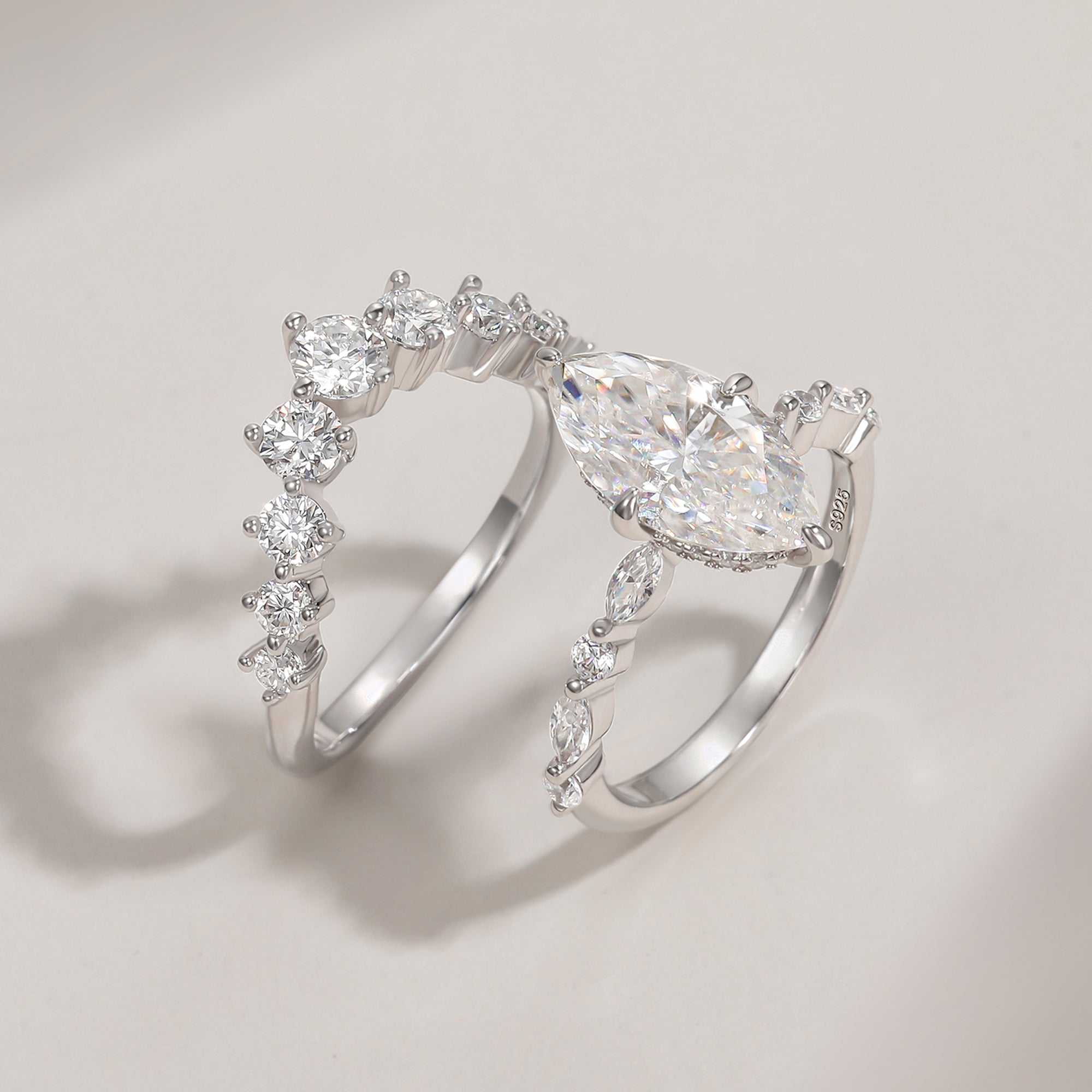 Curved Half Eternity Band Ring