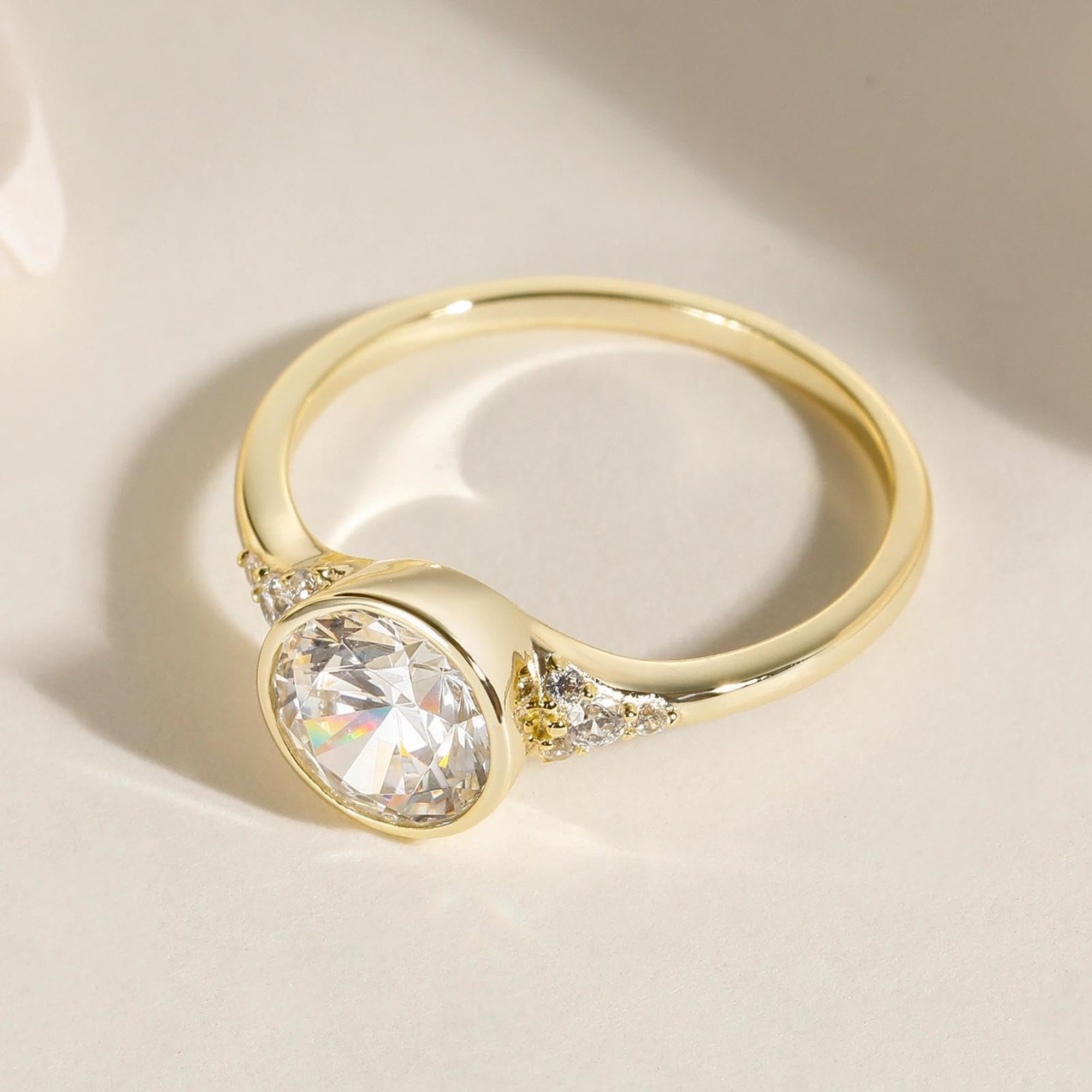 2CT Round Cut Bezel Engagement Ring