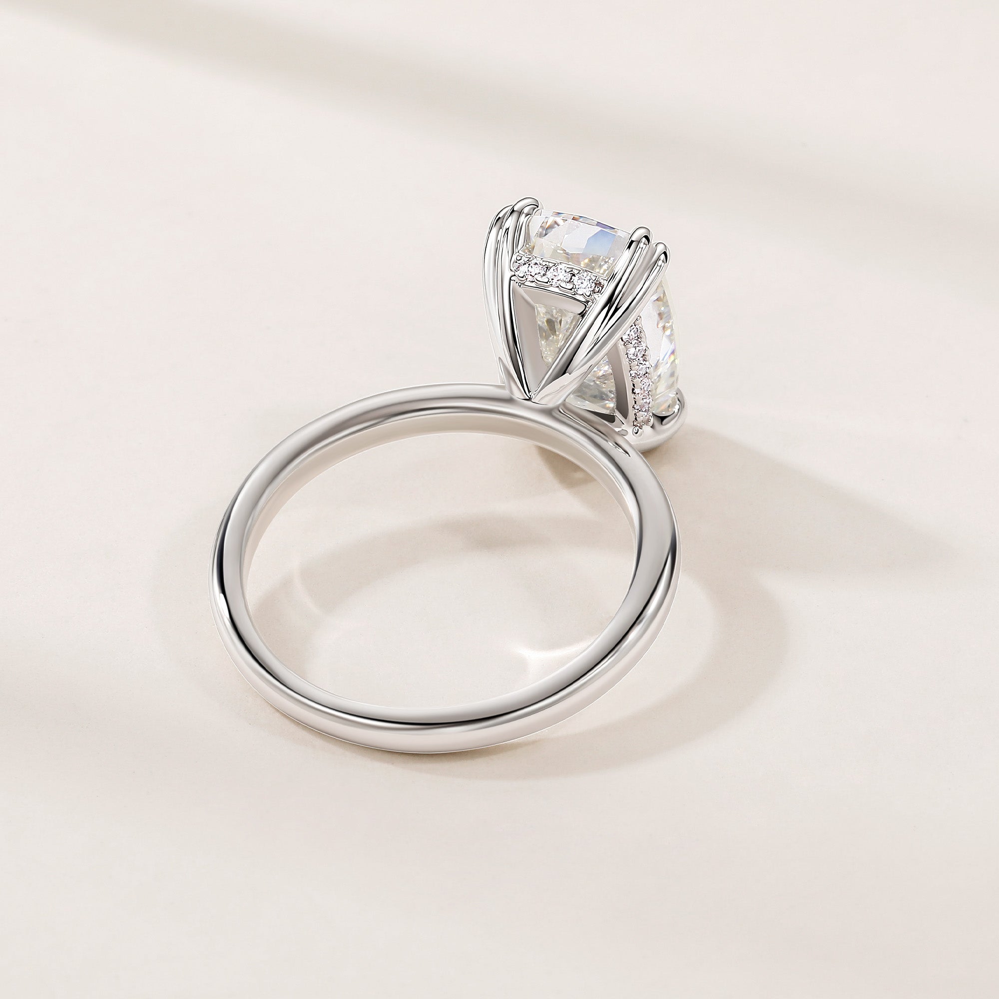 Hidden Halo Elongated Cushion Cut Engagement Ring