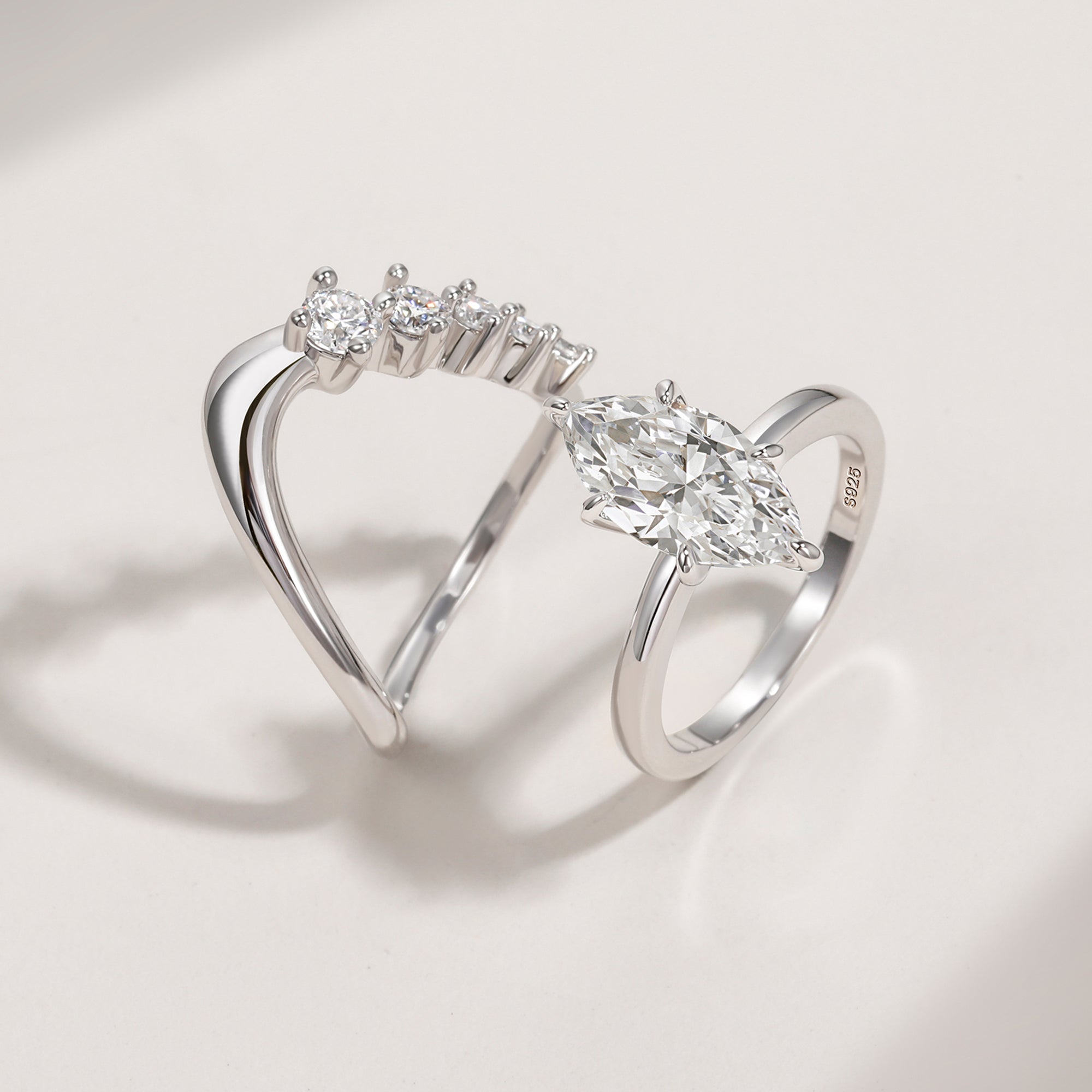 Unique Statement Curved Wedding Rings