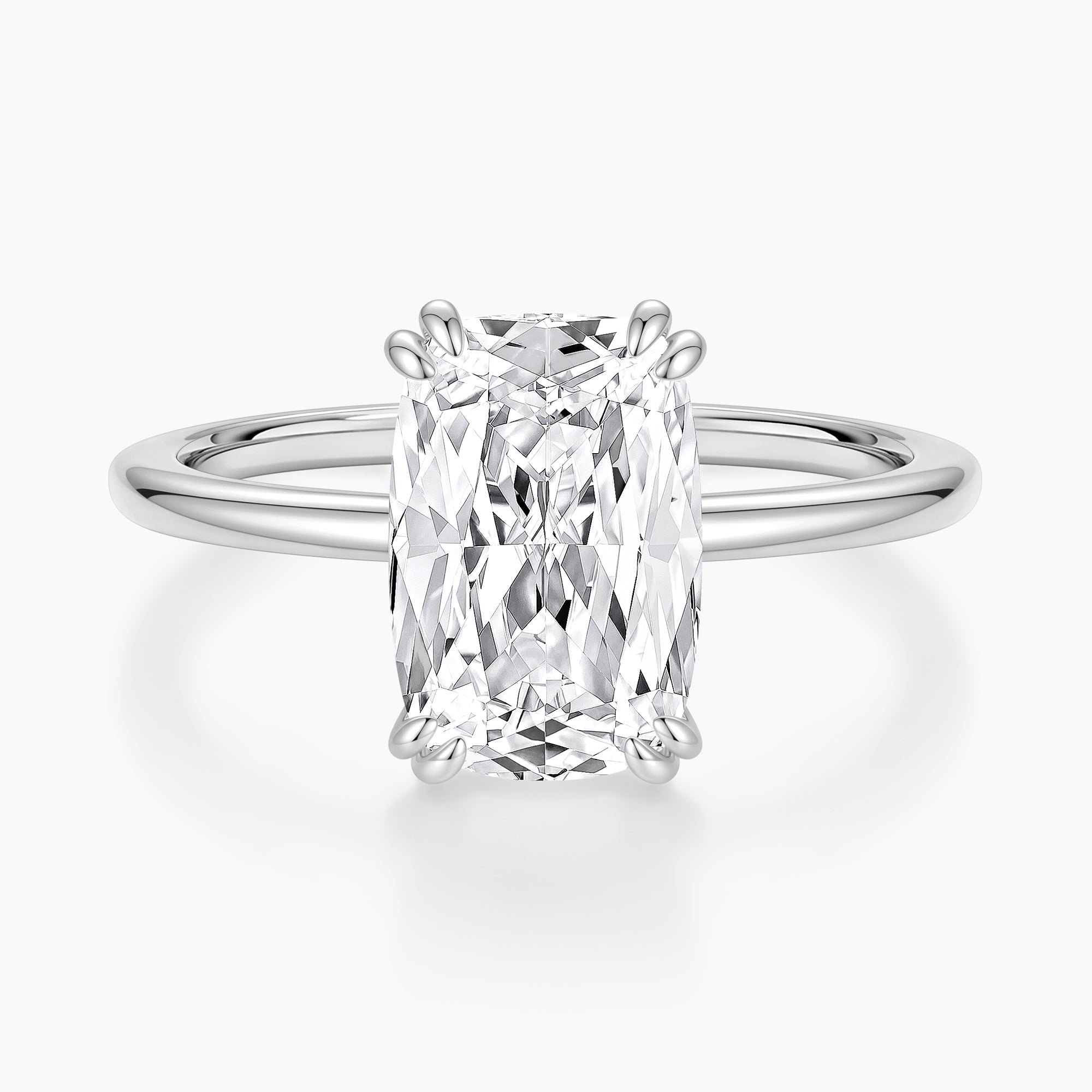 Hidden Halo Elongated Cushion Cut Engagement Ring