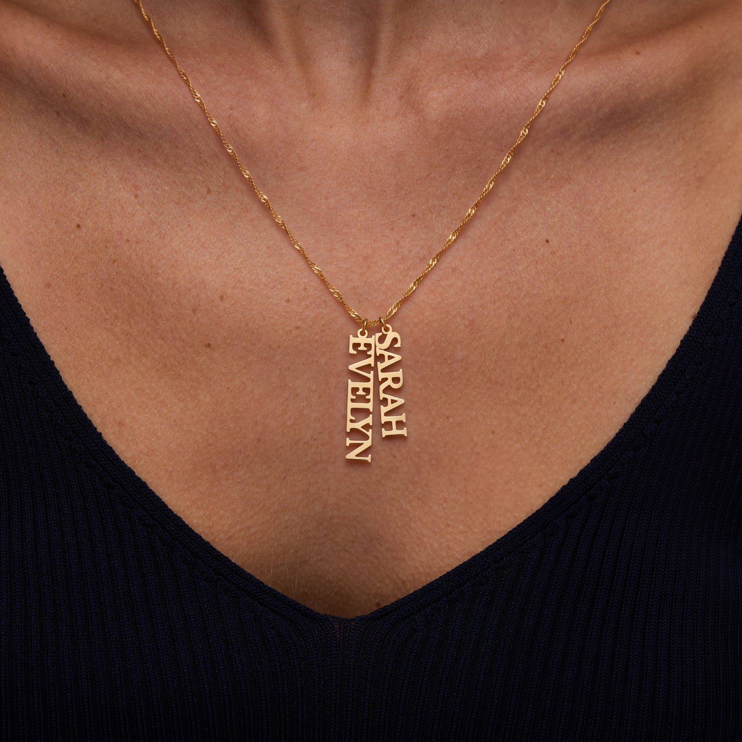 Custom Name Pendant Necklace with Singapore Chain