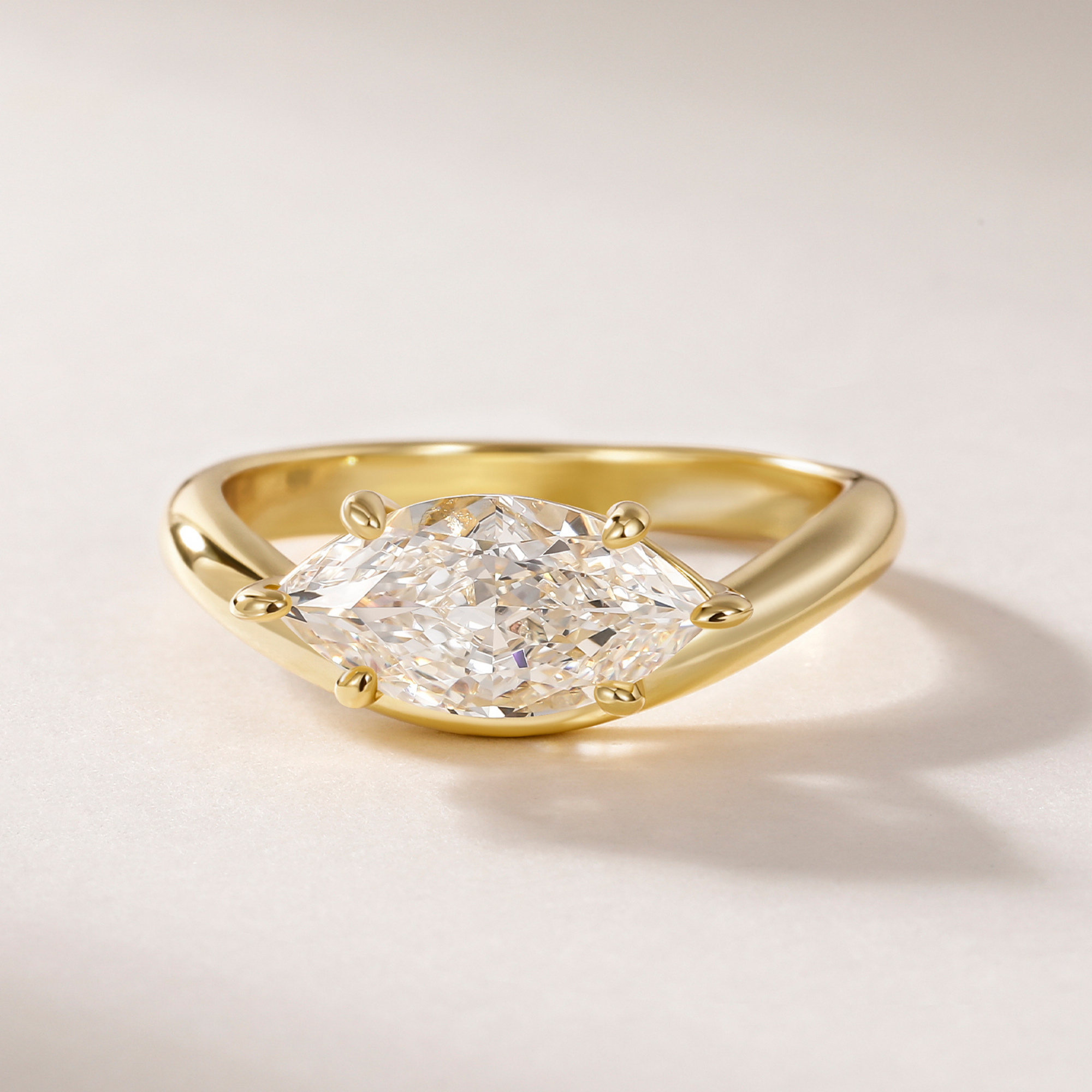 2CT East West Solitaire Marquise Cut Engagement Ring