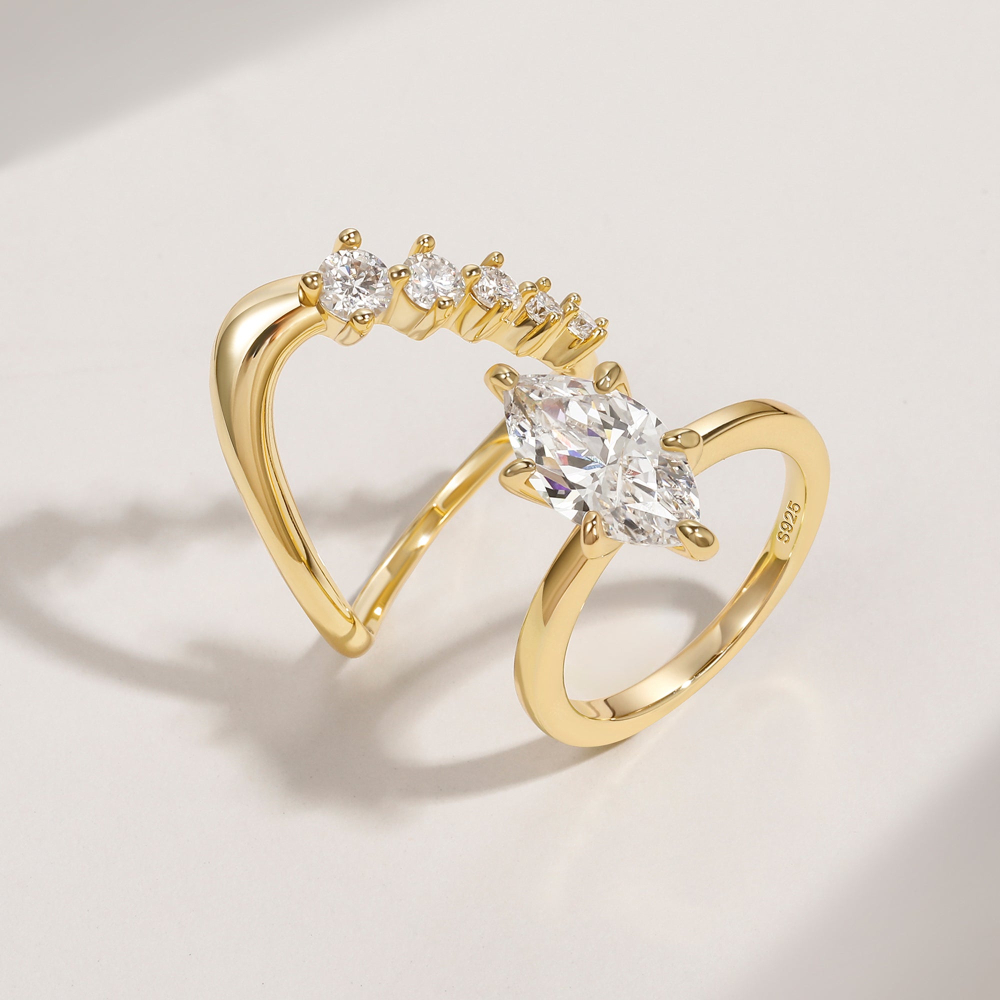 Unique Statement Curved Wedding Rings