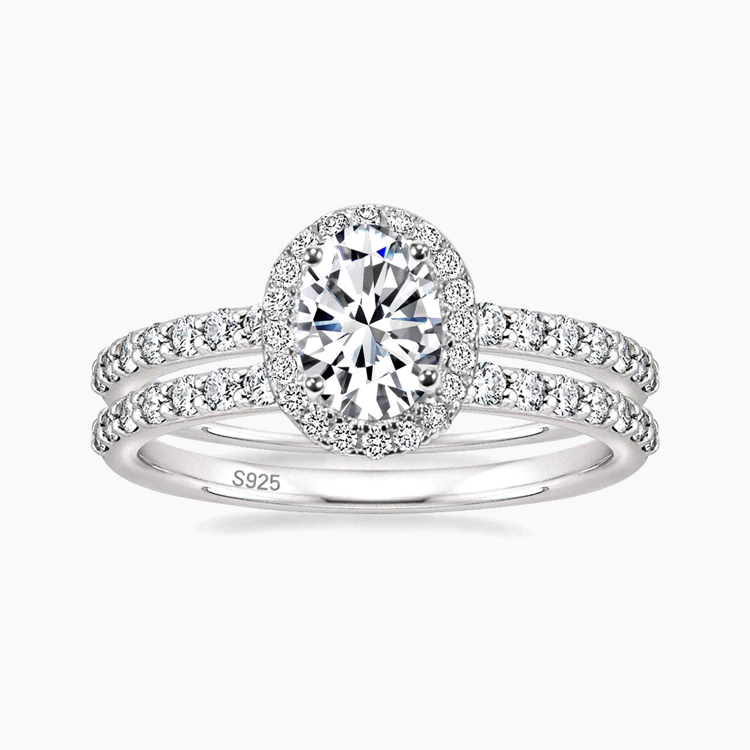 925 Sterling Silver Brilliant Oval Cubic Zirconia Promise Ring